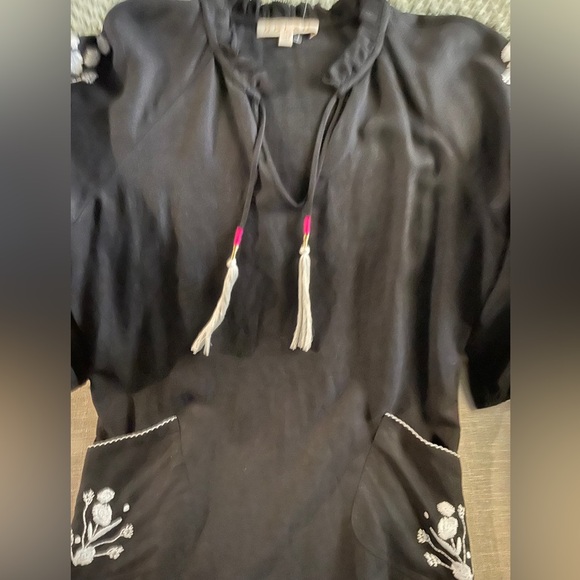 Dolan at Anthropologie Shift Dress Black White SizeM Embroidered Baggy Bohemian - Picture 10 of 14